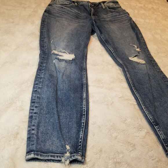 Silver Jeans Womens 30x 29 Boyfriend Distressed Fluid Denim Medium Wash … - Picture 3 of 12